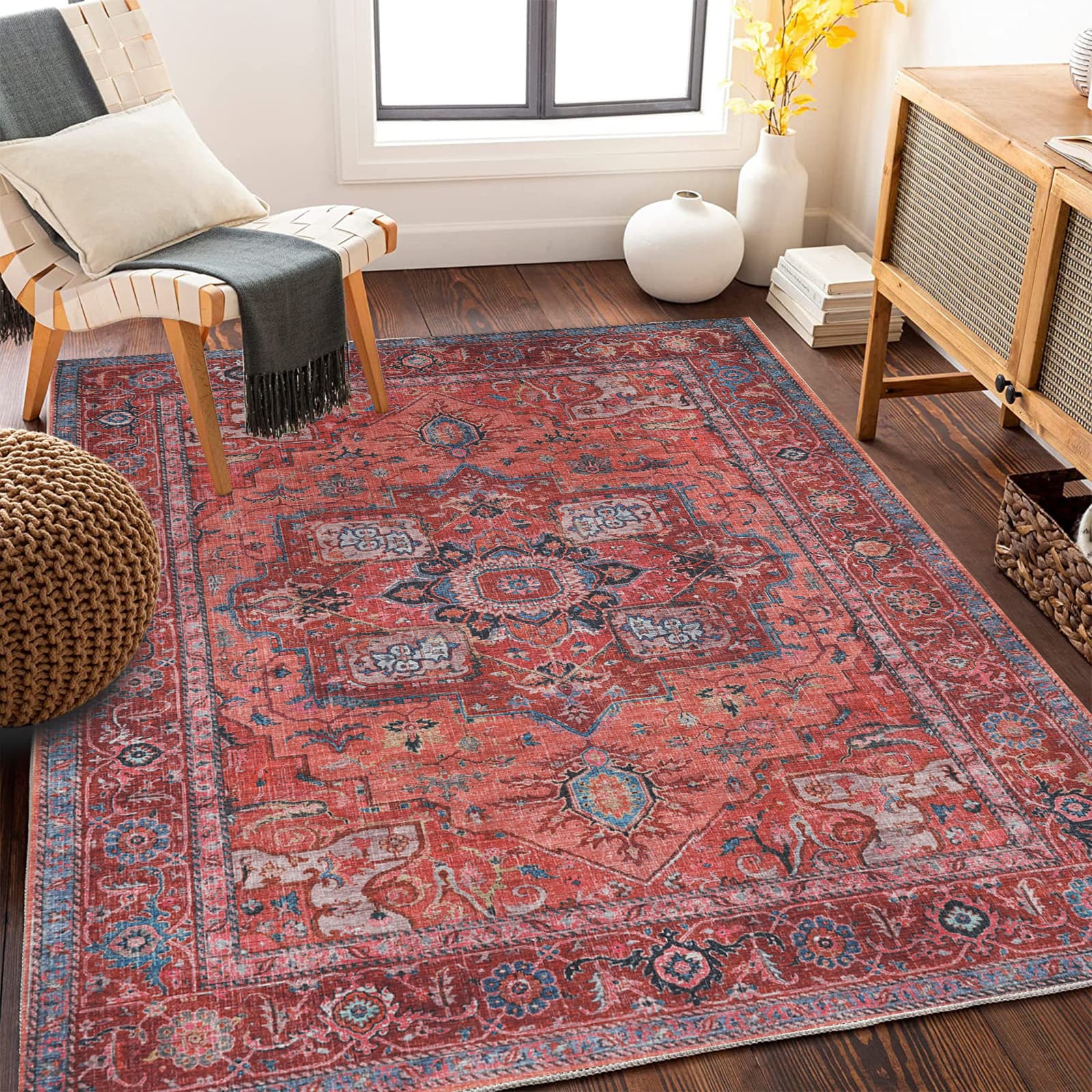 Persian Rug Ethnic Style Living Room Carpet Bedroom Bedside Rug Sofa Coffee Table Rug Hotel Homestay Decorative Carpet