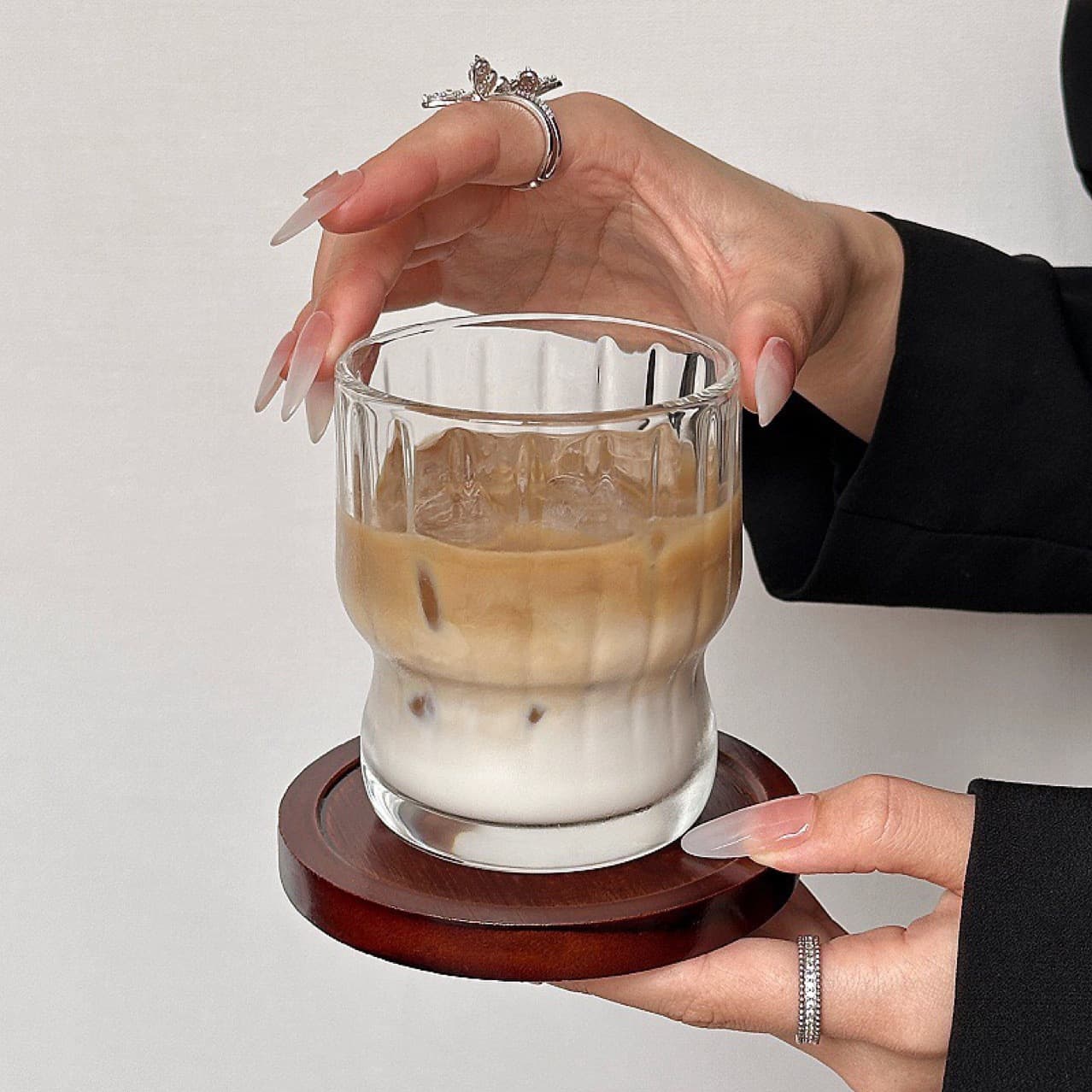 Niche Ins Style Chubby Iced Americano Coffee Cup Milk Latte Glass Cup Artistic Design Vintage Drink Cup