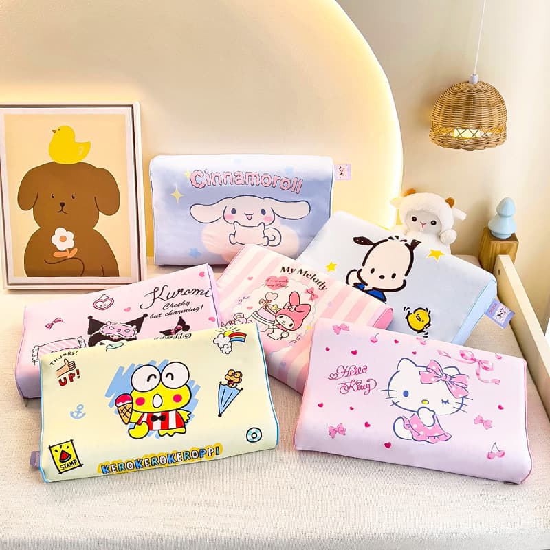 Sanrio Children's Natural Latex Pillow Cartoon Full Cotton Infant A-Class Pure Cotton Pillowcase Baby Neck Protection Pillow