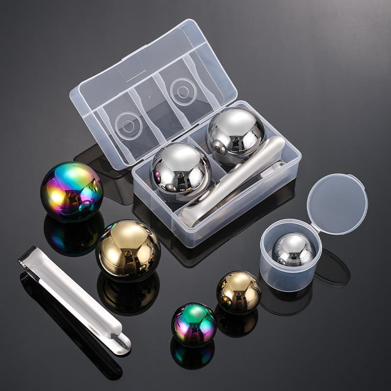 304 Stainless Steel Ice Ball Set, Bar Whiskey Quick-Freeze Ice Stones, Home Coffee Drink Stainless Steel Ice Cubes