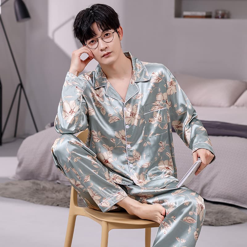 Cross-border Hot Selling 300 lbs Wearable Men's Silk-like Pajamas Plus Size Ice Silk Oversized Homewear