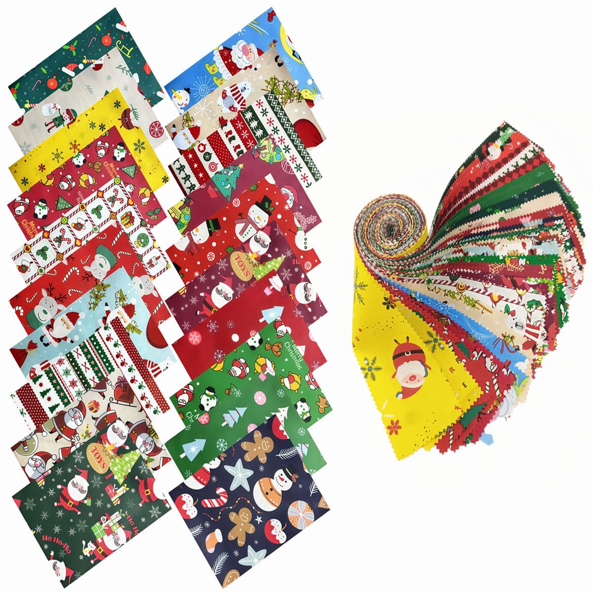 Cross-border new Christmas print 40 pieces Santa Claus Christmas series fabric strips for DIY crafts