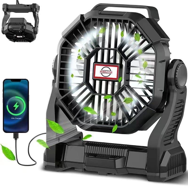 Portable Camping Fan Battery Operated Fan Small Desktop Lighting Electric Fan Outdoor Fishing Camping Fan