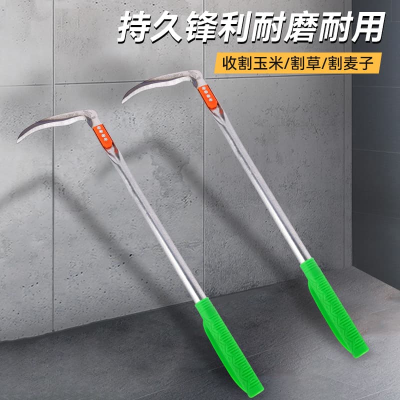 Sickle Agricultural Sickle Manganese Steel Sharp Outdoor Long Handle Weeding Grass Cutting Knife Agricultural Tool Sharp