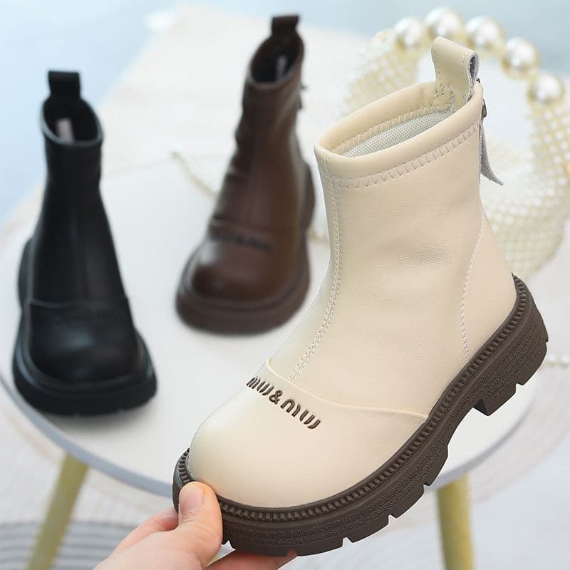 Children's Spring and Autumn Martin Boots Girls' Boots 2025 Autumn and Winter New Children's Shoes Girls' Single Boots Short Boots Plus Velvet Two Cotton Boots