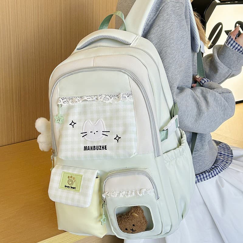 Korean version of sweet and cute schoolbags, college style high-looking backpacks, dopamine elementary and middle school students’ backpacks