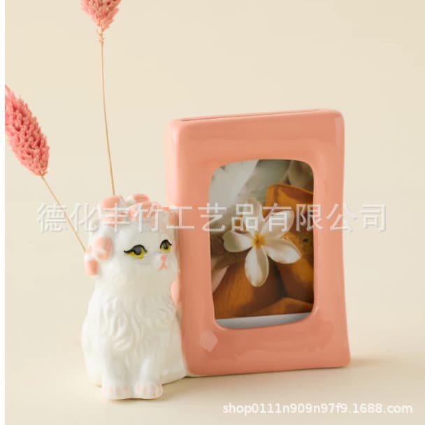 Ceramic Minimalist Animal Cartoon Photo Frame, Vase Photo, Desktop Ornament, Craft Ceramic Picture