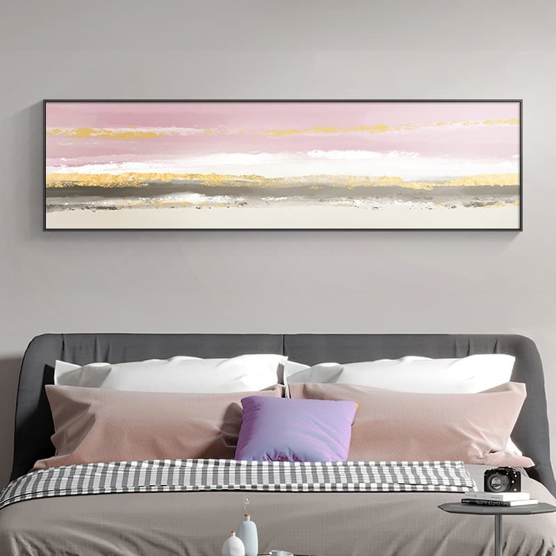 Light luxury master bedroom bedside decoration painting modern minimalist living room sofa background wall hanging painting golden abstract bedroom mural