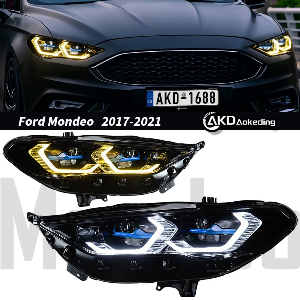 Suitable for 17-20 Ford Mondeo modified M4M3 two-color golden eye LED lens headlight assembly