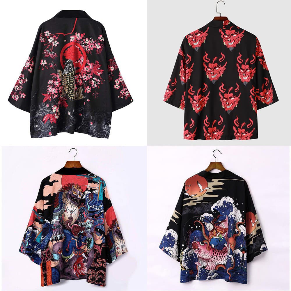 2023 Cross-Border New Style Summer National Style Creative Kimono Cape 3D Print Unisex Casual Jacket Haori Shirt
