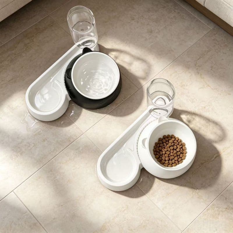 Cat Bowl Dog Bowl Dual-Purpose Pet Bowl, Double Bowl Automatic Water Dispenser, Non-Slip Cat Dog Food Bowl