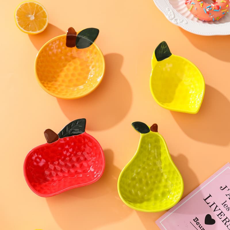 Ceramic Cute Dipping Dish, Fruit-Shaped Condiment Dish, Snack Plate, Household High-Looking Divided Small Dish, Snack Dish