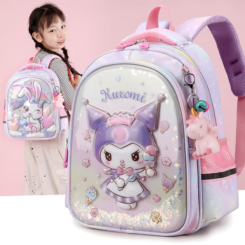 Children's schoolbag cartoon cute Kuromi baby kindergarten backpack to reduce burden primary school students first and second grade backpack