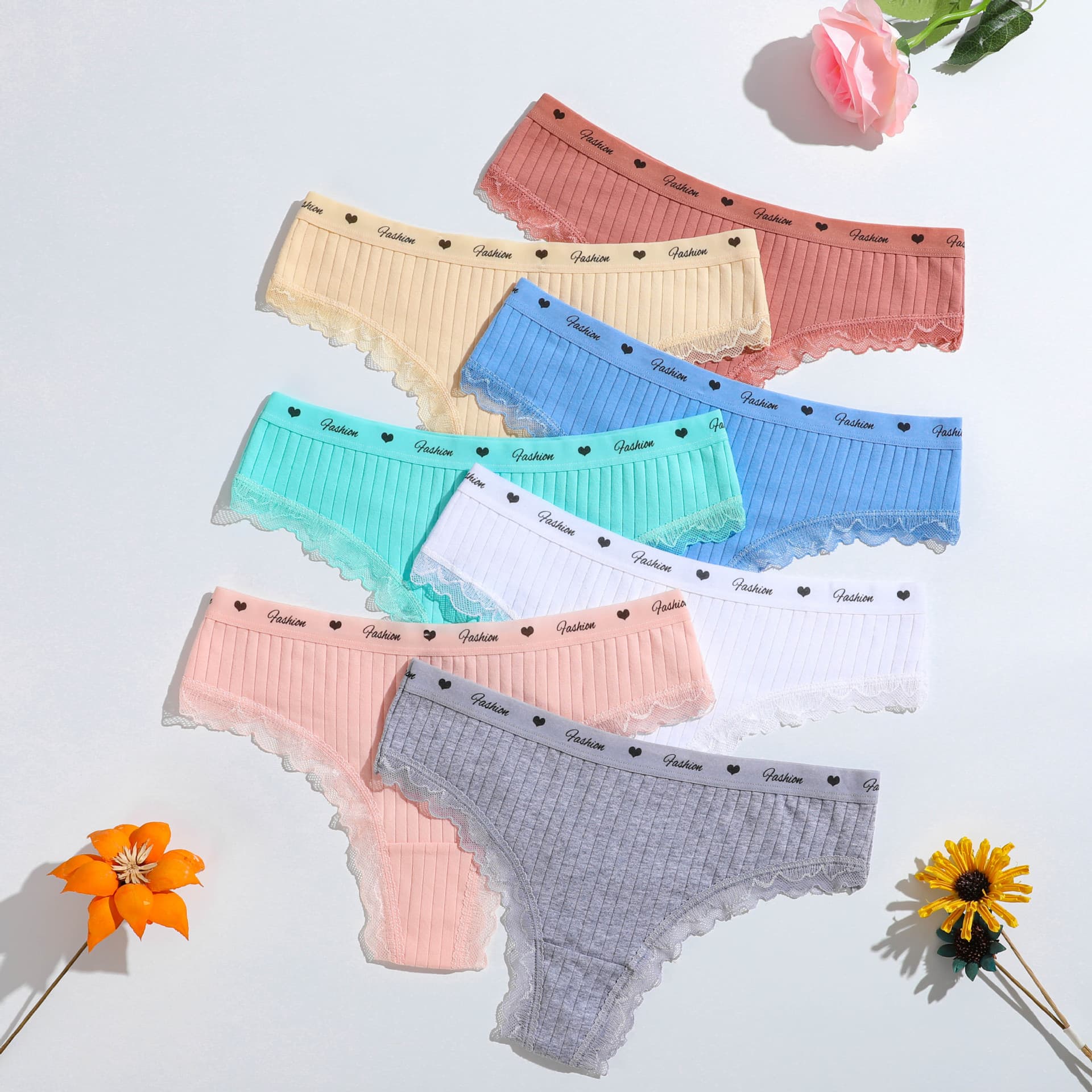 New Thong Panties for Girls, Lace Waist Shaping Pull-Needle Thong Panties for Women, Low-Waist Breathable Pure Cotton T-Back Factory Wholesale