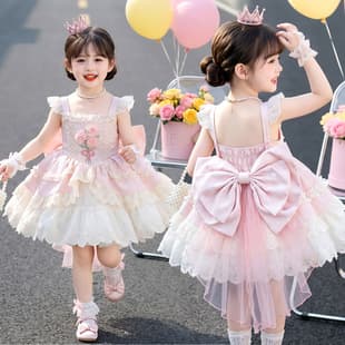 Girls' Summer Dress 2026 New Fashionable Children's Princess Dress, Tulle Dress, Little Girl Summer Lolita Dress