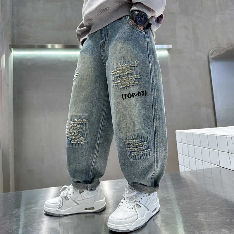 Boys' spring and autumn pants 2026 new big children's autumn clothing boys' autumn casual straight children's handsome jeans