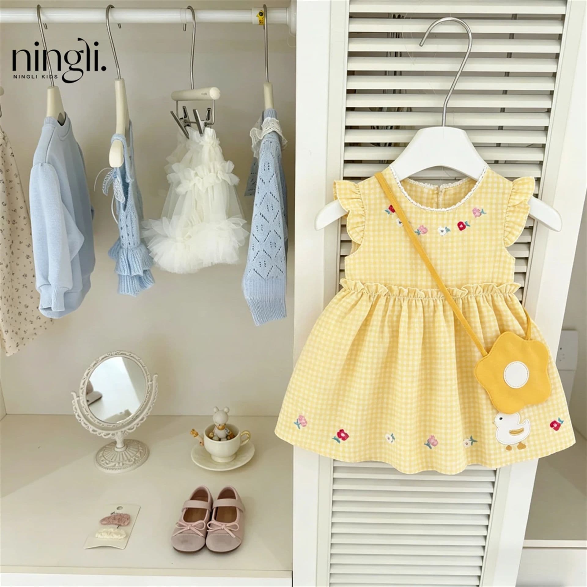 Free Bag Included Summer Forest Cute Princess Dress Girls Summer Baby Sweet Plaid Vest Dress