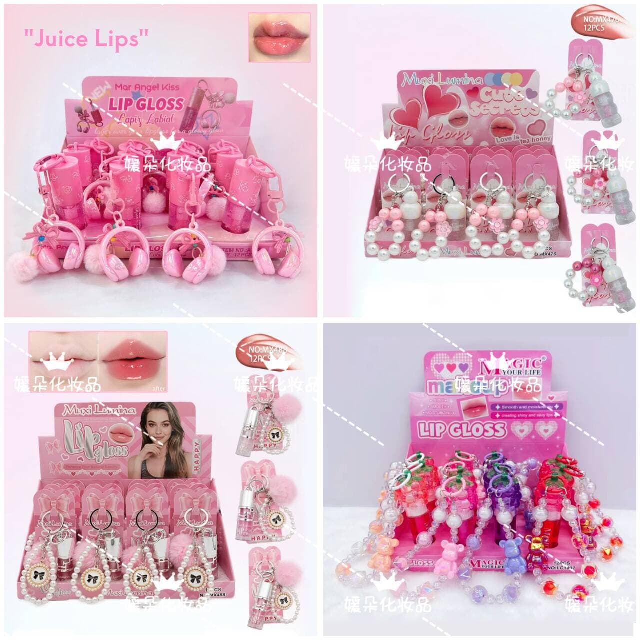 Cross-border LIP GLOSS mirror lip glaze, long-lasting moisturizing, whitening, watery and glossy lip glaze with cute pendant new