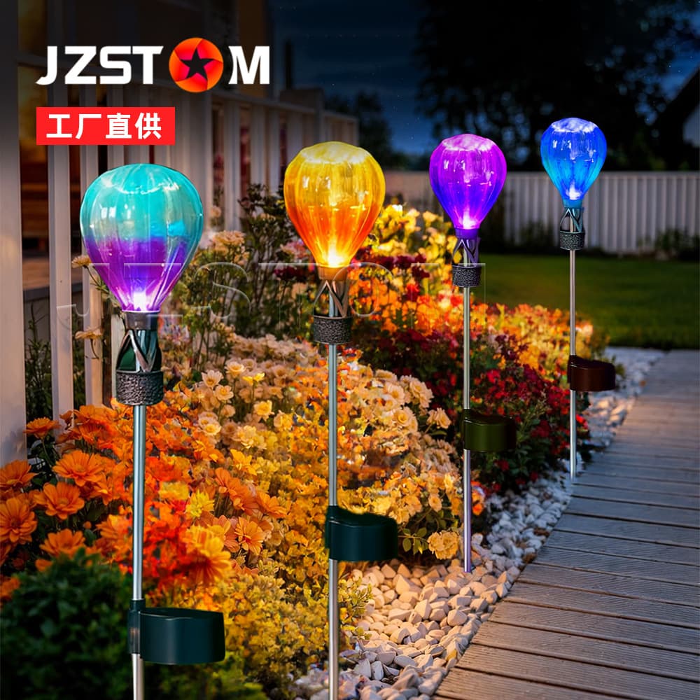 New Cross-Border Solar Ball Garden Light LED Hot Air Balloon Light Outdoor Garden Stake Light with Light Control Sensor