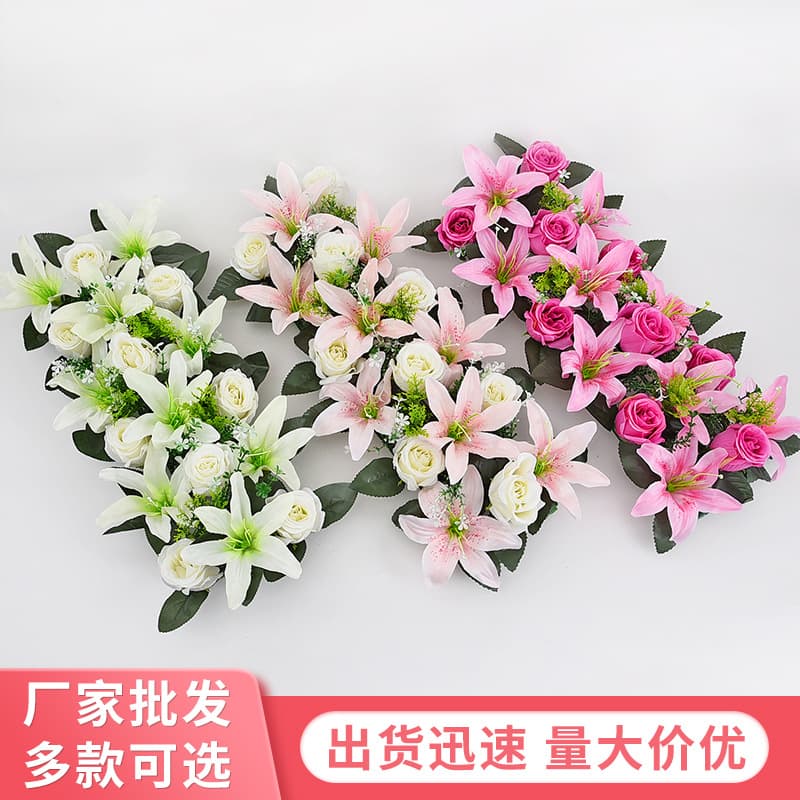Artificial Plastic Flowers Lilies Roses for Wedding Decoration Props Silk Screen Printed Home Decoration Simulation Flowers