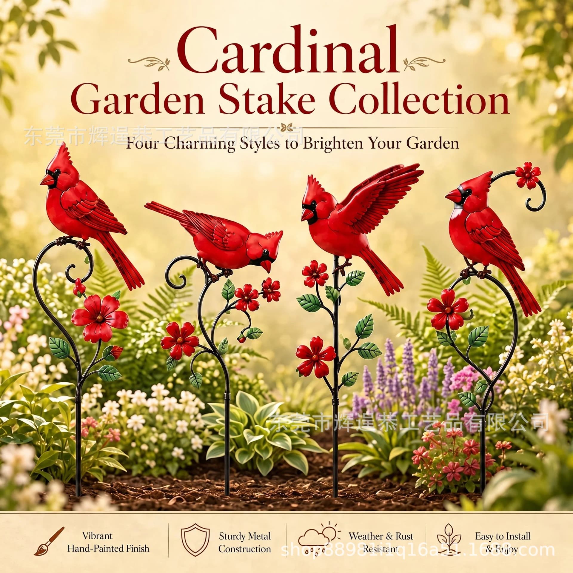 Red Cardinal Garden Stake Decoration