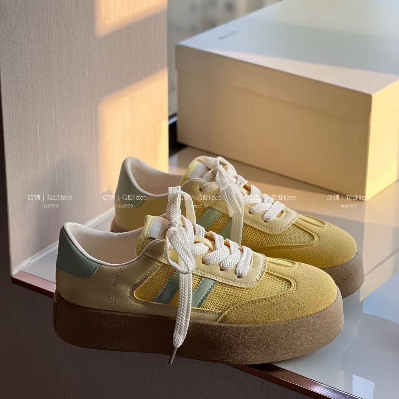 Popular German Training Shoes for Women 2025 Summer Thin Breathable Mesh White Sneakers Thick Sole Platform Shoes