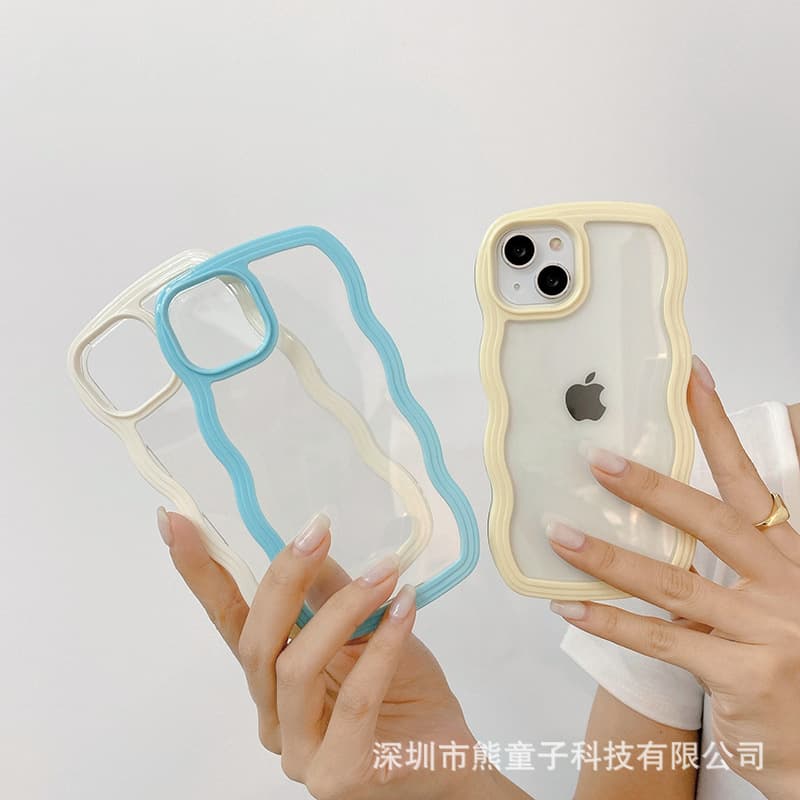 Compatible with iPhone 16 Case 17 Pro Max Wavy Edge 14 Apple 13 Candy Color 12 Transparent 15 Shockproof