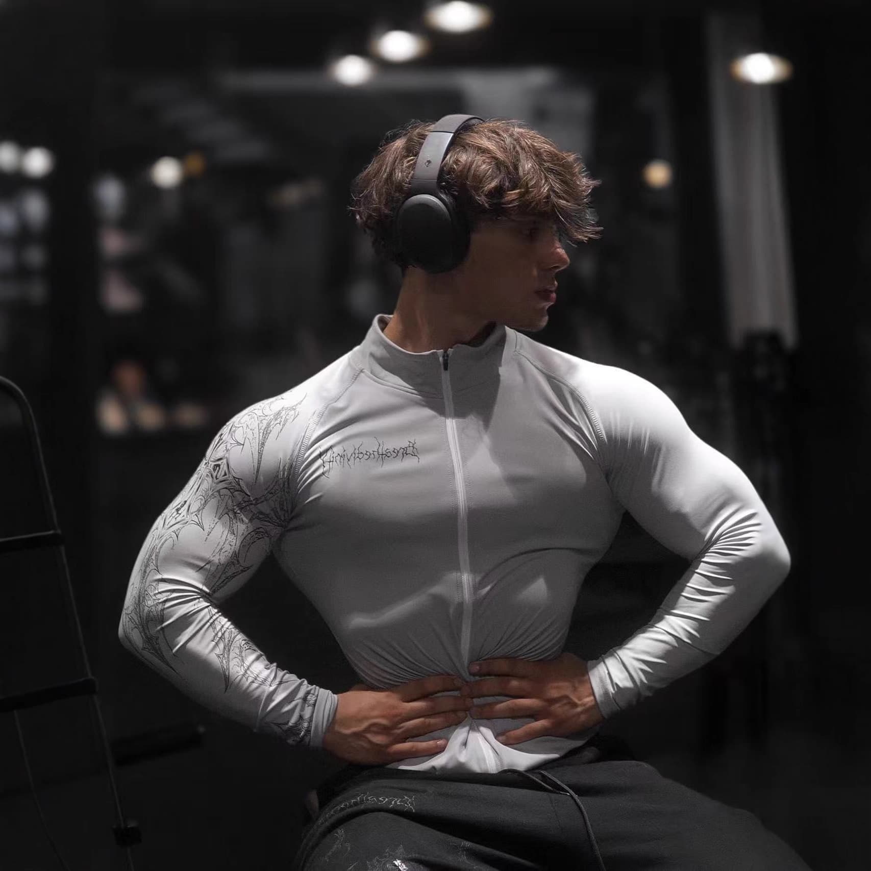 Breathedivinity American Streetwear Men's Gym Workout Fitted Zip T-Shirt
