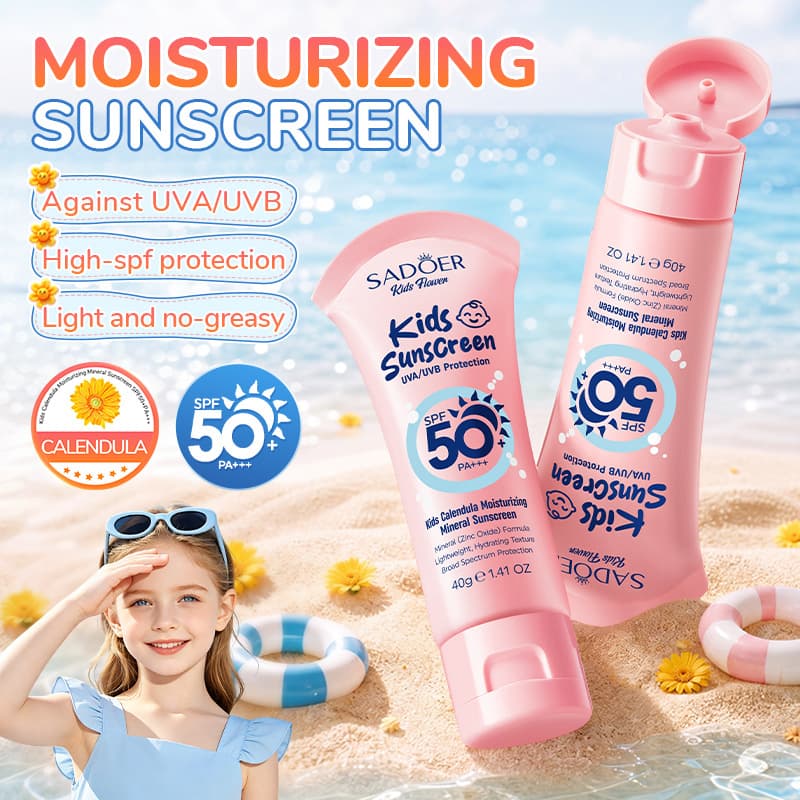 Cross-border SADOER Children's Calendula Moisturizing Mineral Primer Sunscreen Summer UV Protection Lotion Wholesale