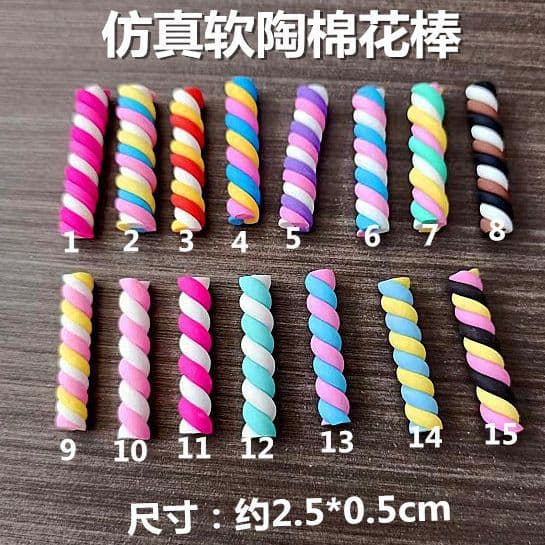 Simulation color cotton stick soft pottery cotton candy Japanese DIY simulation cream food play accessories