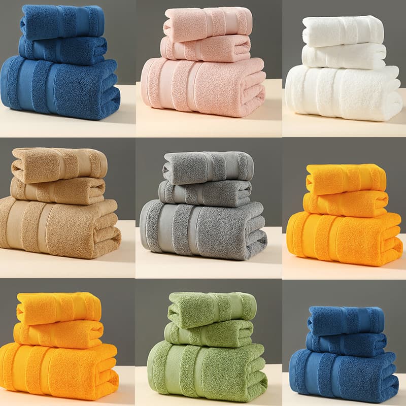 Pure cotton 32-ply dopamine color gift towel set wholesale, all-cotton discontinued foreign trade towel and bath towel, absorbent logo customization.