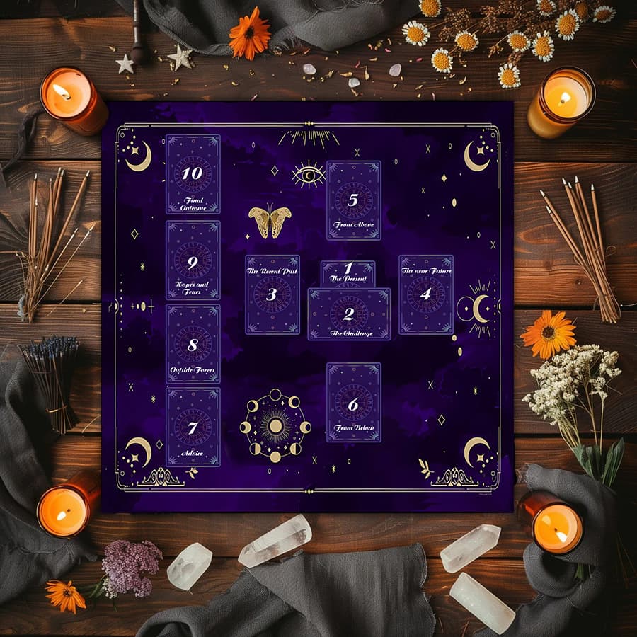 Cross-Border Hot Selling Vintage Zodiac Altar Cloth Five-Pointed Star Tarot Black Oracle Cloth Tarot Table Cloth Mat