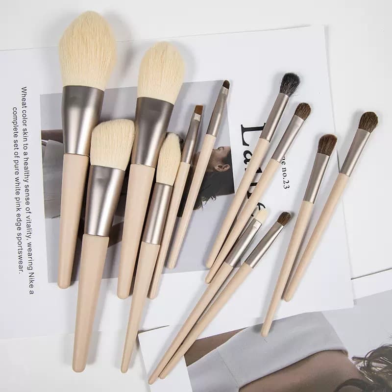 Cross-border makeup brush hot list recommends Morandi 12-piece set eye shadow brush imitation animal hair powder brush beauty tool