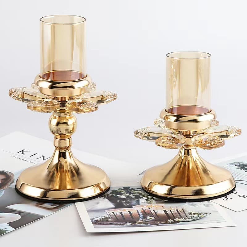 European-style glass crystal candle holder, creative vintage decoration for weddings, housewarming, tabletop decor, and candlelight dinner setup