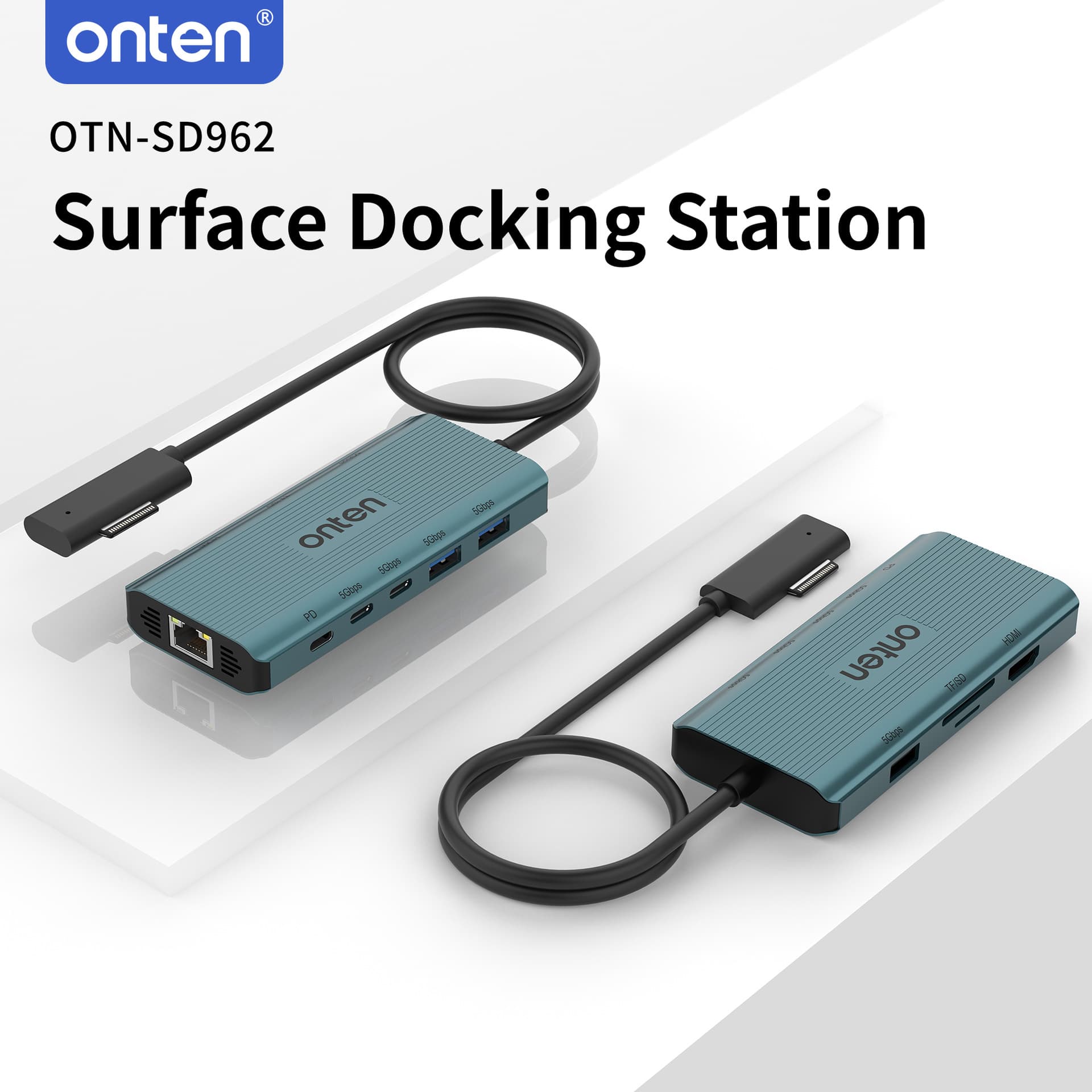 Multi-functional 9-in-1 Docking Station for Surface, USB 3.0 Hub, HDMI 4K@60Hz
