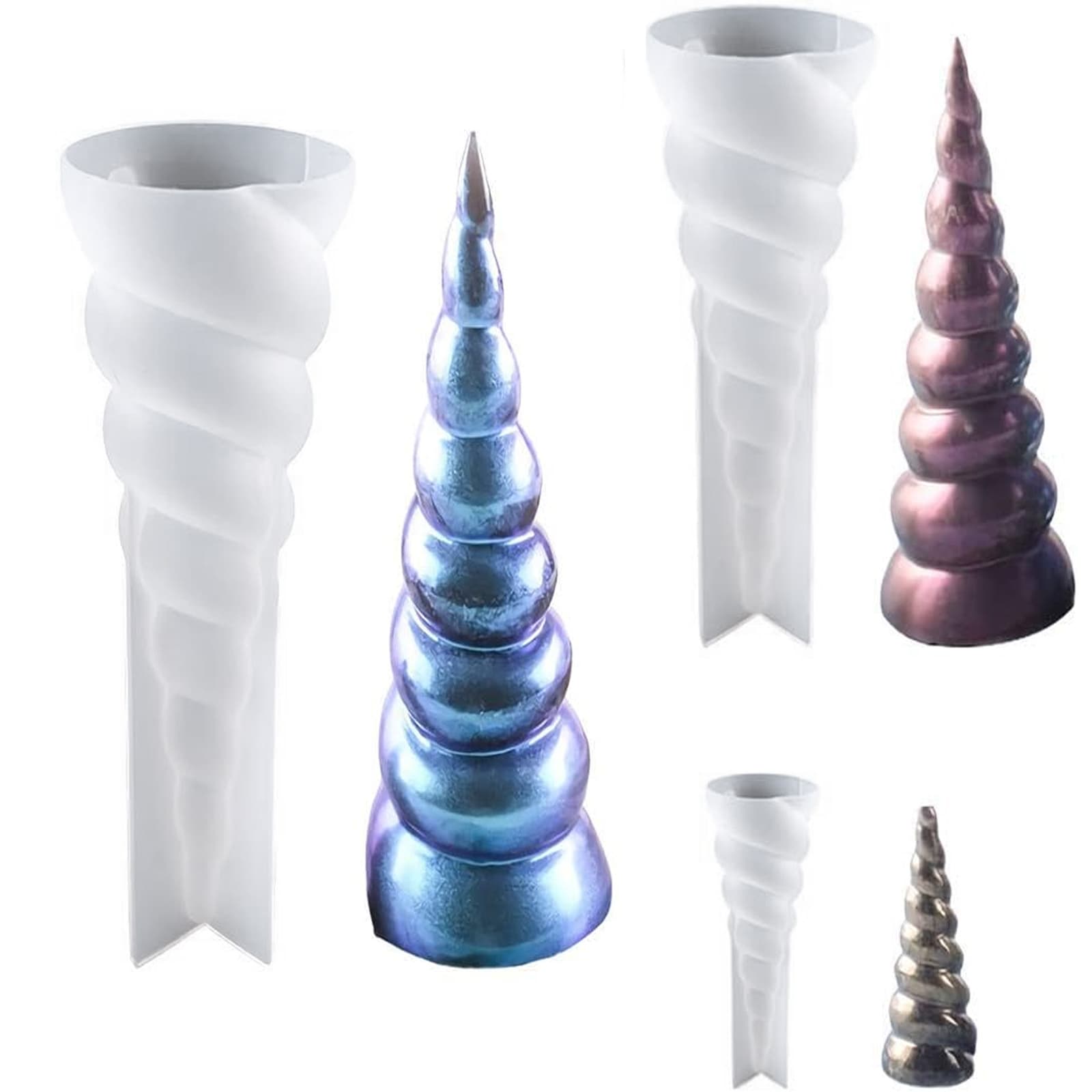 Crystal Resin DIY Mirror 3D Small Medium Large Unicorn Horn Plaster Resin Figurine Silicone Mold Cross-Border