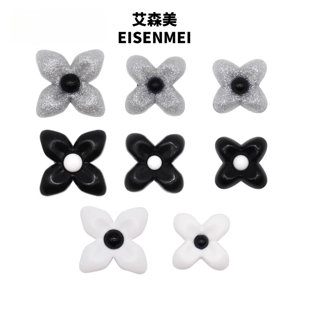 Clover Shoe Charm Accessory Compatible Shoe Decoration DIY 3D Shoe Buckle Elegant Flower Sequins Croc Charms