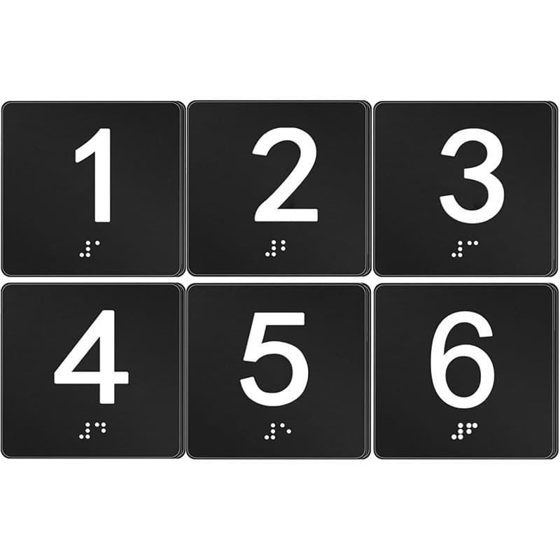 1-6 examination room number digital braille signage, American ADA tactile braille school classroom signage Braille