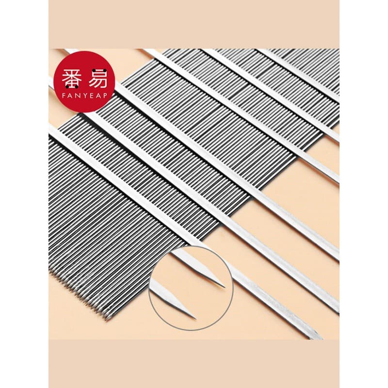 Barbeque skewers B1vq0-stainless steel skewers, iron grilling needle signatures, mutton skewers, household barbecue irons