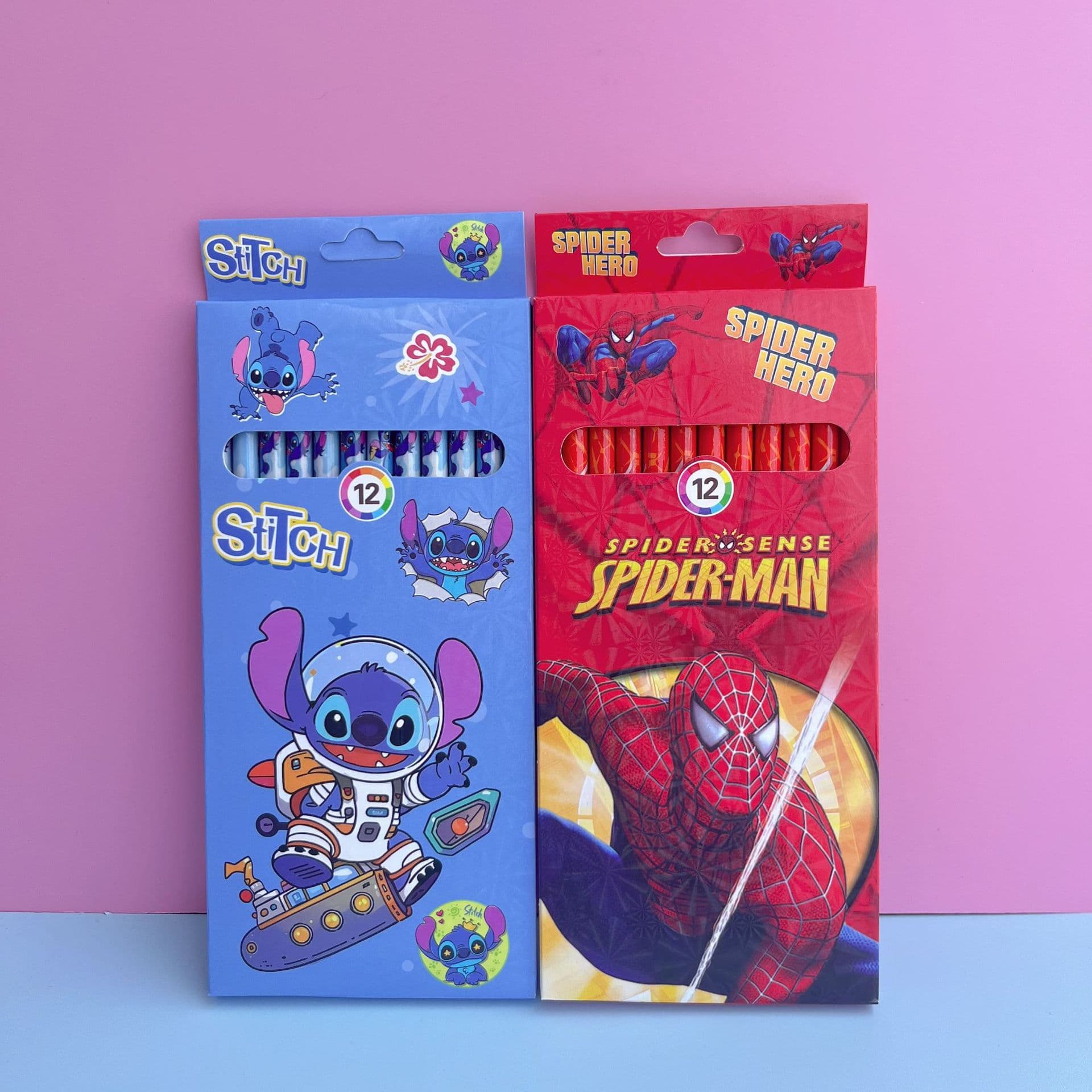 Stitch 12 Pencils with Eraser Head, Lilo and Baby Pencils, Non-Toxic HB Pencils for Primary School Children, HB Stationery