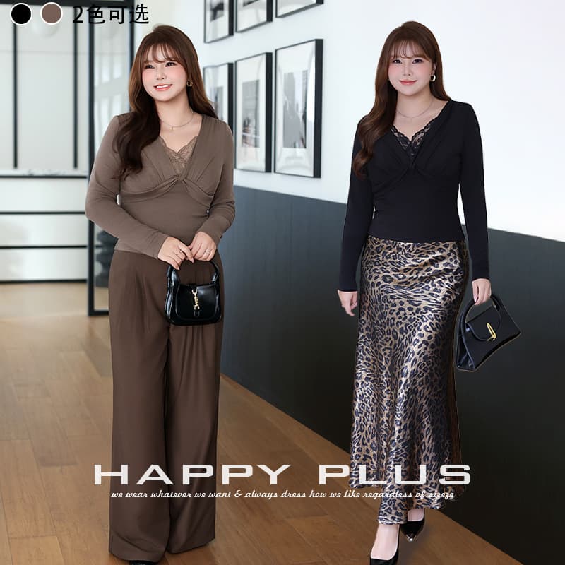 Charming Lace Soft Fragrance Fake Two-Piece Knit Top Runqi 9329 Plus Size Mousse Imitation Cashmere French Base Layer