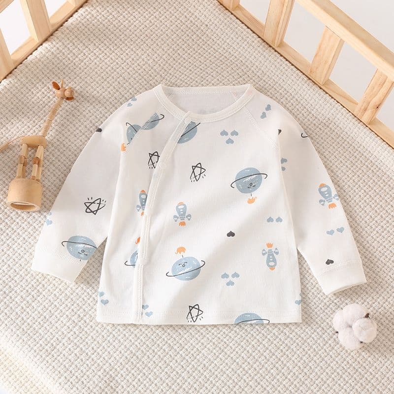 Newborn Baby Clothes, Pure Cotton Spring/Autumn Underwear Long-Sleeve Top, Single Piece Baby Autumn Wear Cardigan