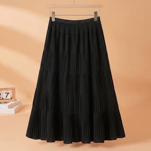 Multi-Color Casual Skirt Fine Pleated Half Skirt Elastic High Waist A-Line Skirt Summer New Fashion Stitching Fishtail Skirt