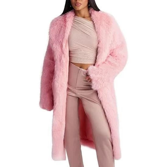 Factory Direct Supply Long Fur Plush Coat for Women, Autumn/Winter Mid-Length Loose Thickened Faux Fur Jacket, Cross-Border Women's Wear