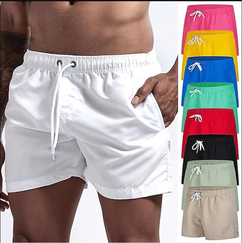 Summer Men's Beach Shorts Casual Quick Dry Swimming Trunks with Inner Lining Loose Fit Sporty Polyester Fiber Straight Leg