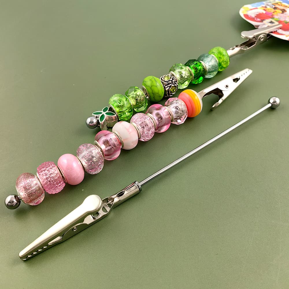 DIY metal round tube beaded alligator clip, memo clip, bonsai label insert clip, handheld business card clip, smoking accessory clip
