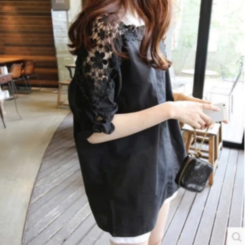 New Summer Korean Style Short Sleeve Blouse for Plus Size Women 200 lbs, Lace T-Shirt, Large Size Top