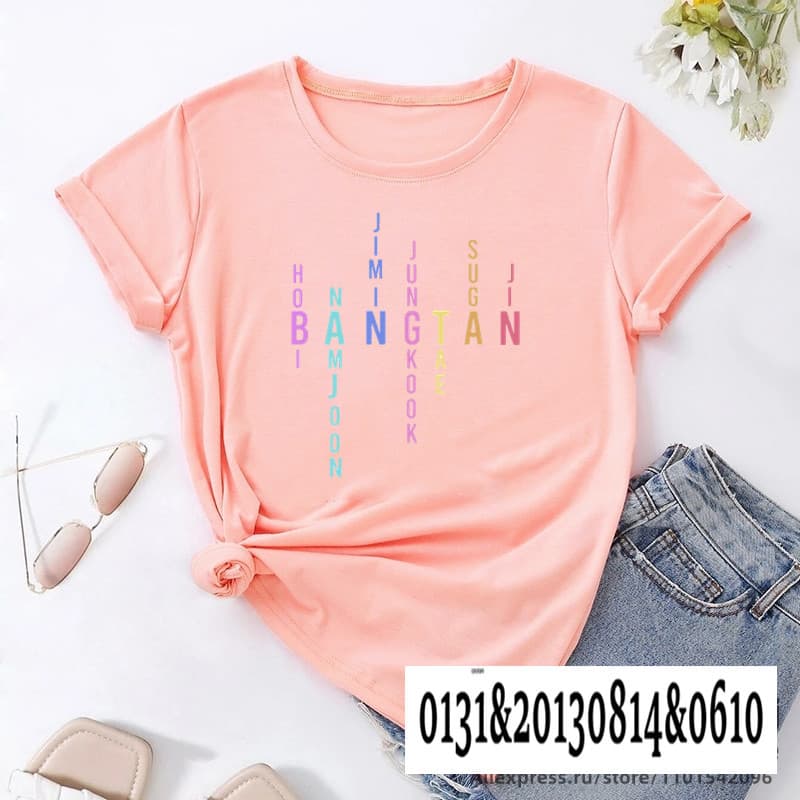 Bangtan Letter Print T-Shirt European and American Short Sleeve Top