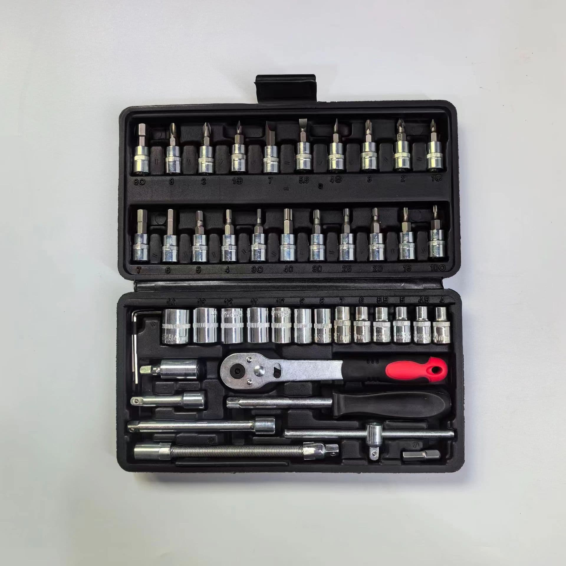 46-Piece New Ratchet Wrench Set with Sockets and Bits, Quick-Release Ratchet Wrench Kit for Home and Repair Toolbox