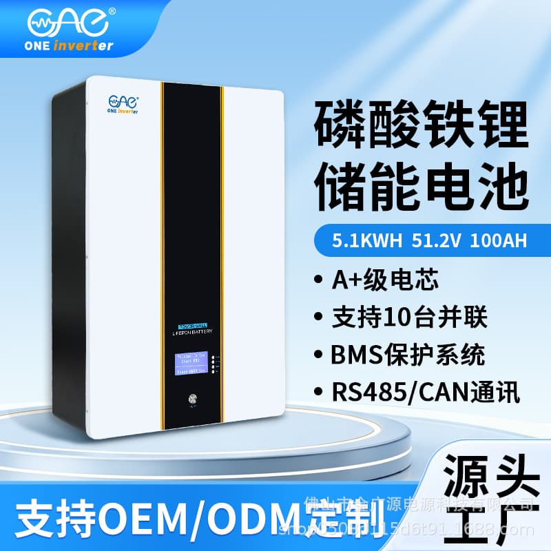 5KWh Lithium Battery LiFePO4 Pack 51.2V 100AH Solar Home Industrial Energy Storage Power Supply 48V Battery